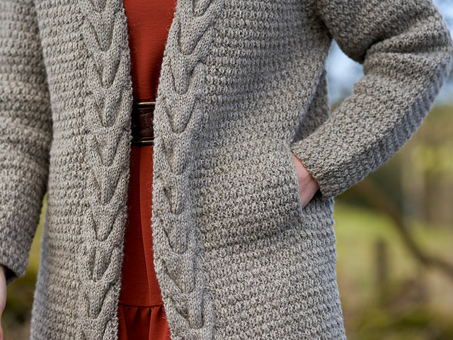 Galphay Ladies Cabled Coatigan by Sarah Hatton