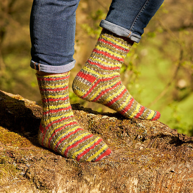 Green Woodpecker Mock Cable Socks by Winwick Mum