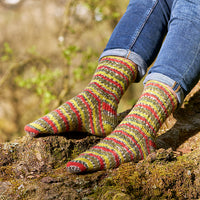 Green Woodpecker Mock Cable Socks by Winwick Mum