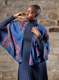 Annabell Striped Shawl with Rib Borders by Zandra Rhodes