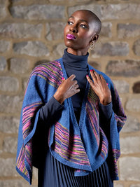 Annabell Striped Shawl with Rib Borders by Zandra Rhodes