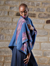 Annabell Striped Shawl with Rib Borders by Zandra Rhodes