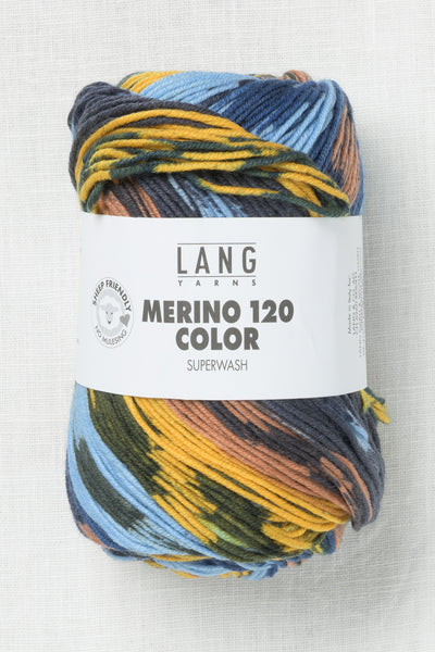 Lang Yarns Merino 120 Color 6 Light Blue Yellow Brown Dark Blue
