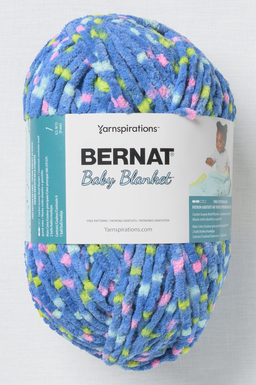 Bernat Baby Blanket Big Ball Blue Jean Dot