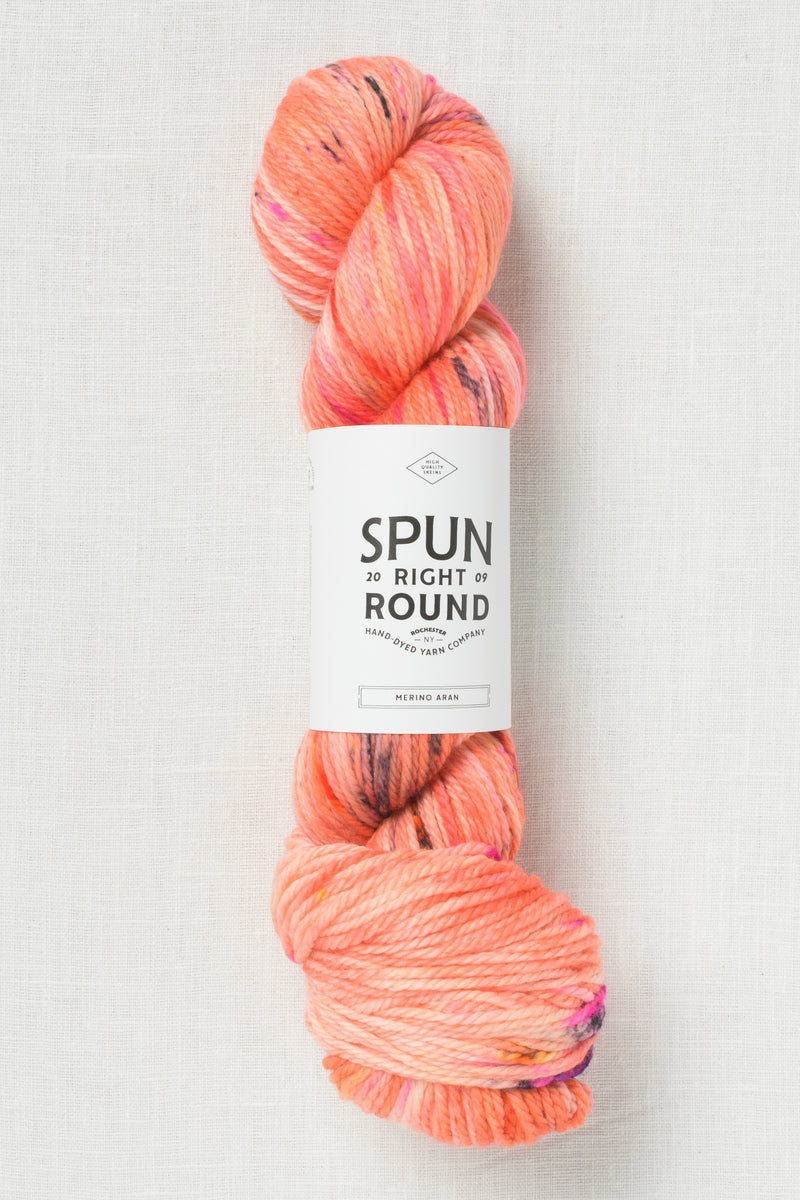 Spun Right Round Merino Aran Coral Pop