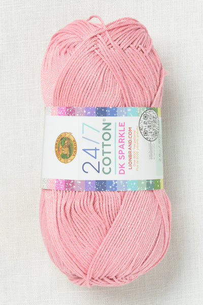Lion Brand 24/7 Cotton DK Sparkle 303AJ Pink Diamond