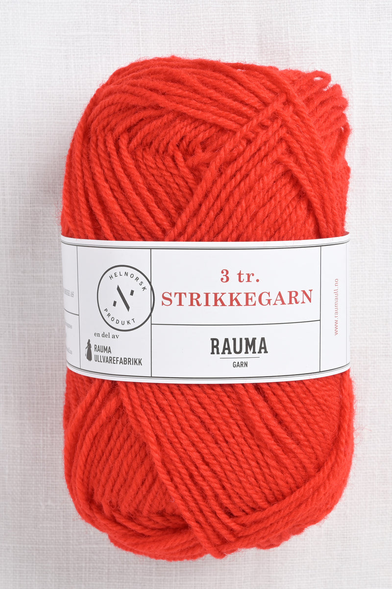Rauma 3-Ply Strikkegarn 124 Red