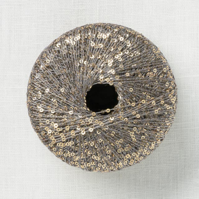 Lang Yarns Paillettes 39.0070 – Beilaufgarn Mit Pailletten In Anthrazit/Gold, 112 M / 25 G