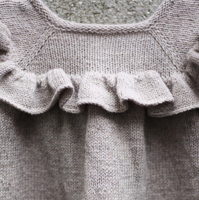 knitted ruffle dress Cream Knitted Ruffle Hem Long Sleeve Mini Dress