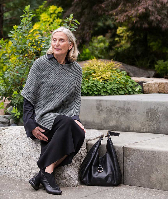 Twice Reversible Ribbed Poncho by Churchmouse Yarns and Teas