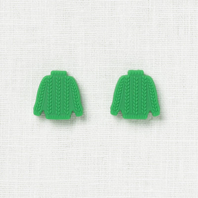 Fox & Pine Stitch Stoppers, Green Cable Knit Sweater