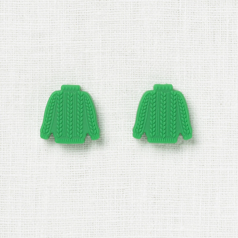Fox & Pine Stitch Stoppers, Green Cable Knit Sweater