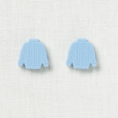 Fox & Pine Stitch Stoppers, Light Blue Cable Sweater