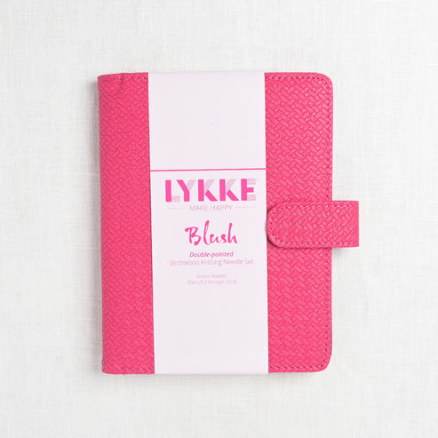 Lykke Blush 6" Double Point Needle Set, US 0-5, Fuchsia Basketweave Case