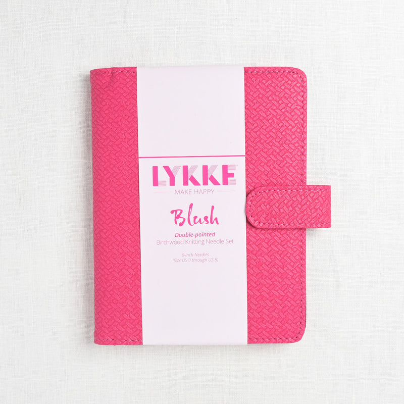 Lykke Blush 6" Double Point Needle Set, US 0-5, Fuchsia Basketweave Case