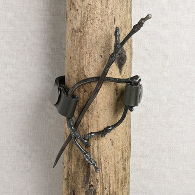 JUL Designs Twig Cuff & Shawl Pin, Black w/ White Brass Hardware