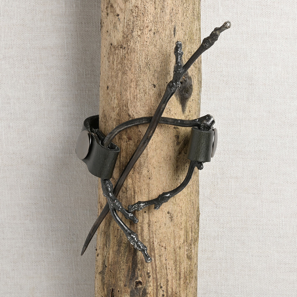 JUL Designs Twig Cuff & Shawl Pin, Black w/ White Brass Hardware