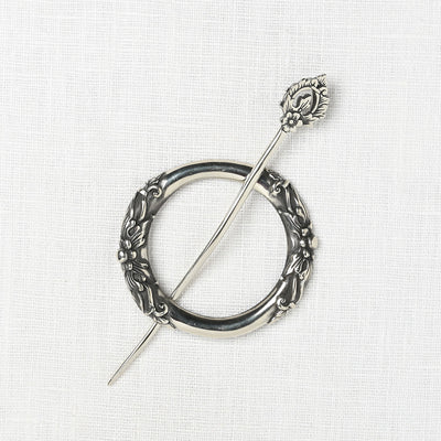 JUL Designs Third Eye Chakra Shawl Pin, White Brass