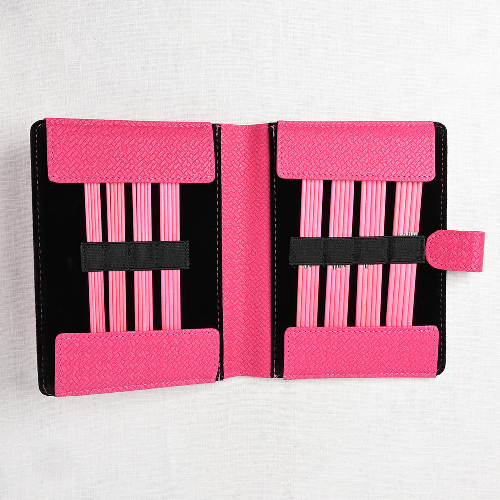 Lykke Blush 6" Double Point Needle Set, US 0-5, Fuchsia Basketweave Case