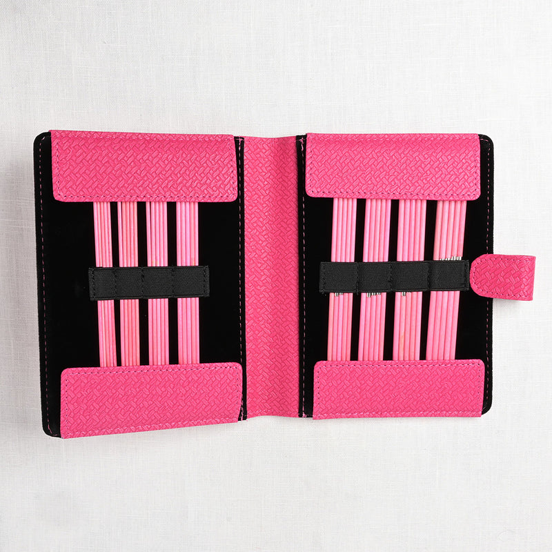 Lykke Blush 6" Double Point Needle Set, US 0-5, Fuchsia Basketweave Case