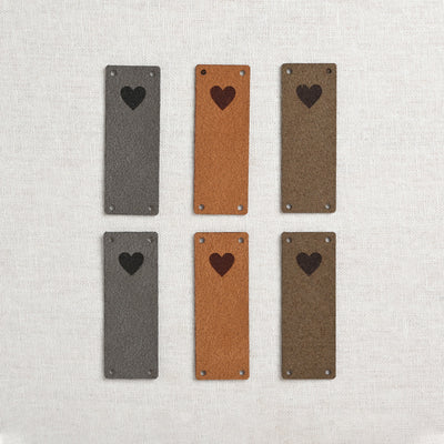 Katrinkles Faux Suede Foldover Heart Tags, Neutrals, 6 ct.