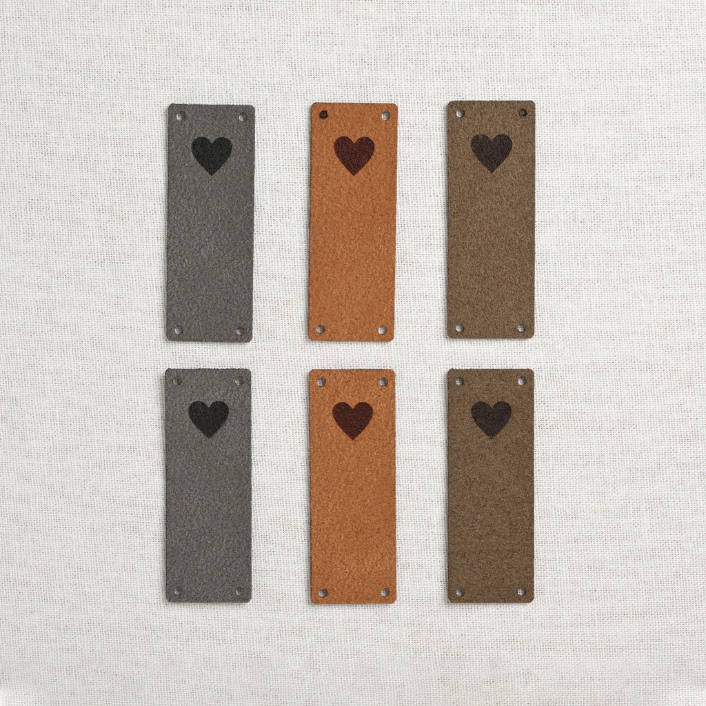 Katrinkles Faux Suede Foldover Heart Tags, Neutrals, 6 ct.