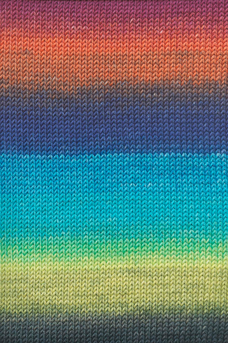 Lang Yarns Merino Plus Color 200 Pink Orange Turquoise swatch