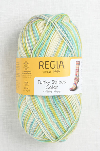 Regia 4-Ply 3795 Turquoise and Lime (Funky Stripes)
