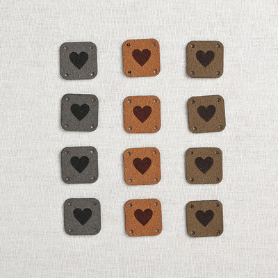 Katrinkles Faux Suede Square Heart Tags, Neutrals, 12 ct.