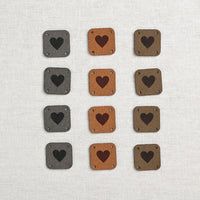 Katrinkles Faux Suede Square Heart Tags, Neutrals, 12 ct.