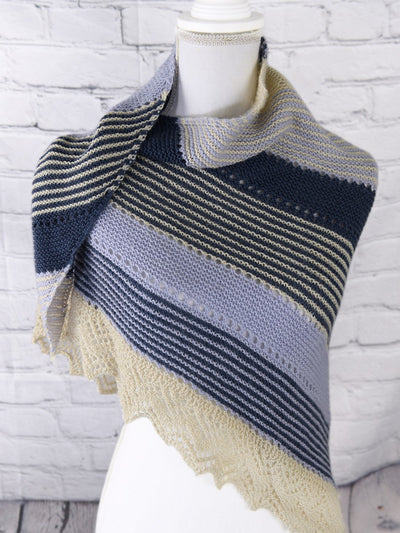 Asymmetrical Shawl with Knit-on Edging