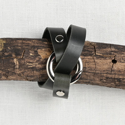 JUL Designs Bezel Shawl Cuff, Black w/ Nickel Hardware