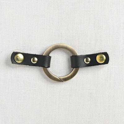 JUL Designs Small Tab Cordoba Ring Closure, Black w/ Brass Hardware