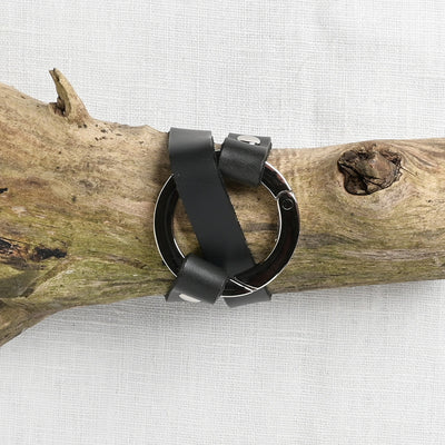 JUL Designs Round Ring Shawl Cuff, Black w/ Nickel Hardware