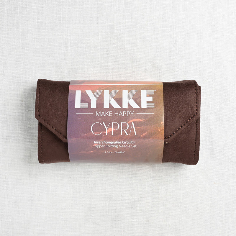 Lykke Cypra Copper 3.5" Interchangeable Circular Needle Set, Brown Vegan Suede Case