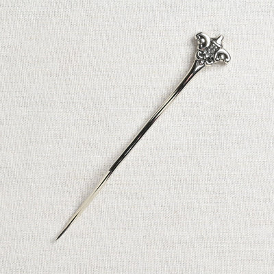 JUL Designs Fleur de Lis Crown Chakra Shawl Stick, White Brass