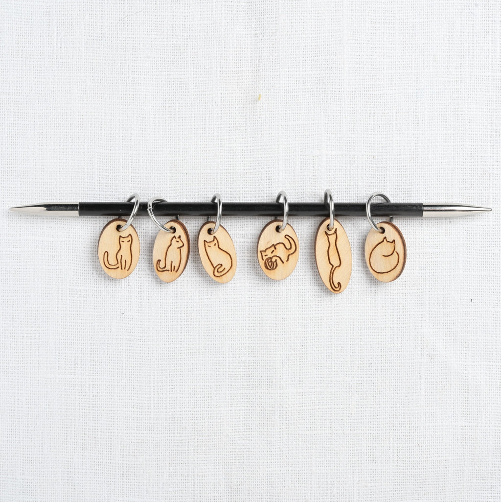 Katrinkles Wood Stitch Markers, Cats
