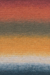 Lang Yarns Merino Plus Color 201 Blue Orange Brick swatch