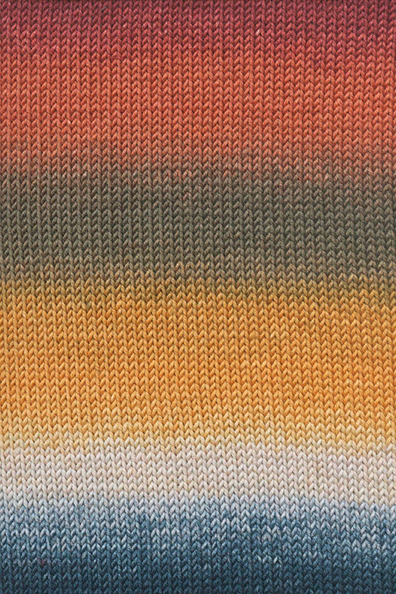 Lang Yarns Merino Plus Color 201 Blue Orange Brick swatch