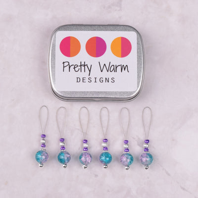 Pretty Warm Designs Turquoise & Pink Bead Stitch Markers, 6 ct.