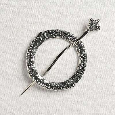 JUL Designs Fleur de Lis Crown Chakra Shawl Pin, White Brass