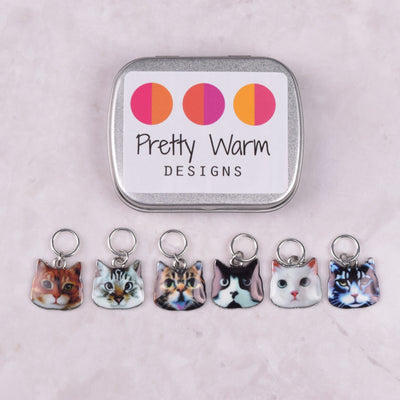 Pretty Warm Designs Cat Charm Stitch Markers, 6 ct.