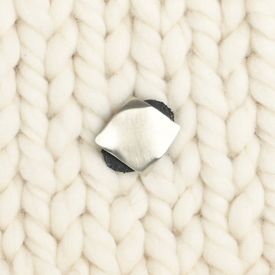 JUL Designs Midcentury Modern Square Stud-Button, White Brass & Leather