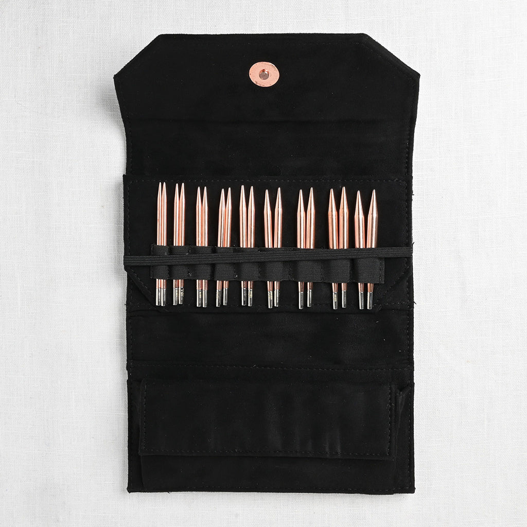 Lykke Cypra Copper 3.5" Interchangeable Circular Needle Set, Black Vegan Suede Case