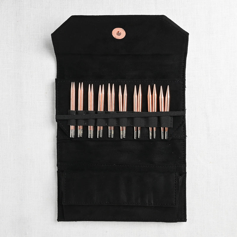 Lykke Cypra Copper 3.5" Interchangeable Circular Needle Set, Black Vegan Suede Case