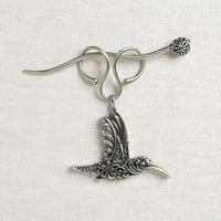 JUL Designs Hummingbird Charm Lock Shawl Pin, White Brass