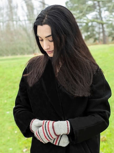 Braided Striped Mittens