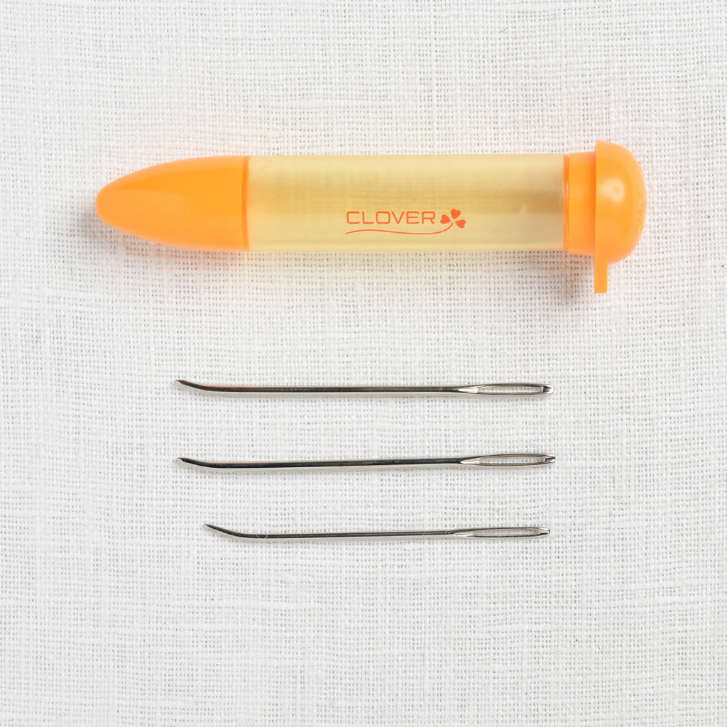 Clover Chibi Mini Darning Needle Set, Bent Tip, 3 ct. (orange case)