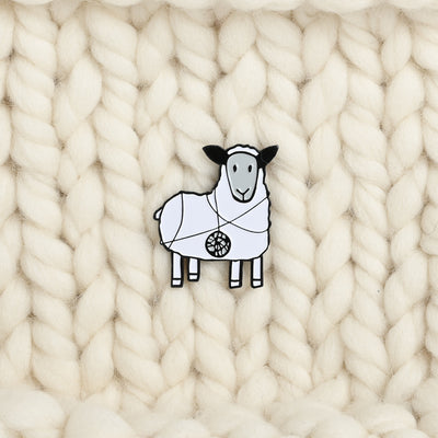 Quince Tangled Sheep Enamel Pin, White