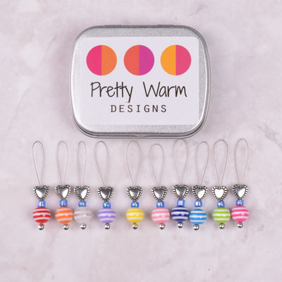 Pretty Warm Designs Striped Stitch Markers, 10 ct.